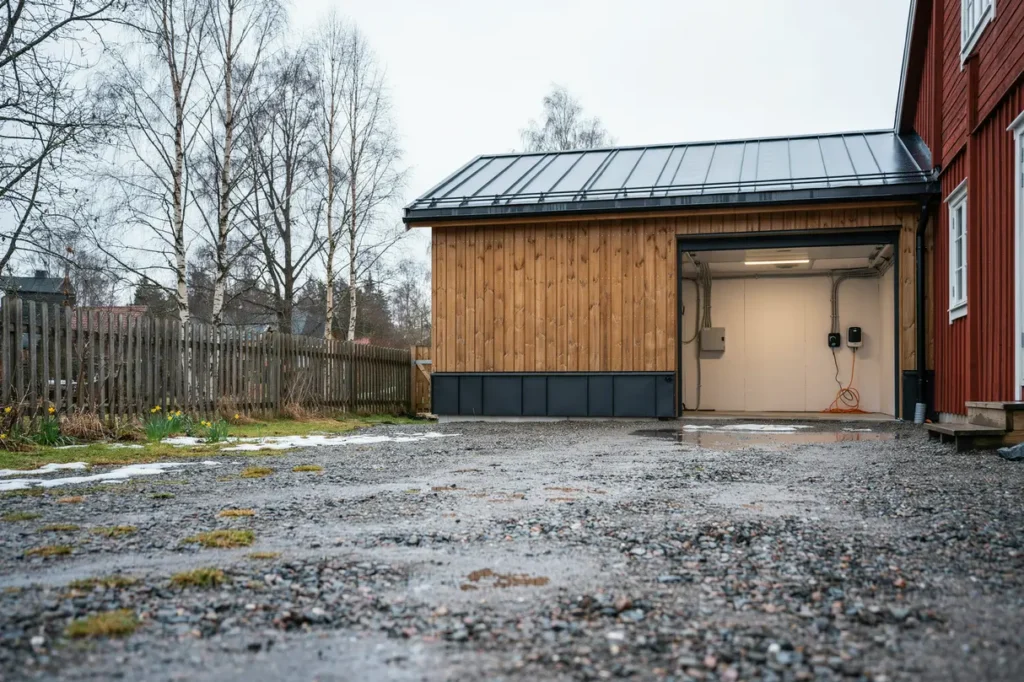 planera ett varmisolerat attefallsgarage med el